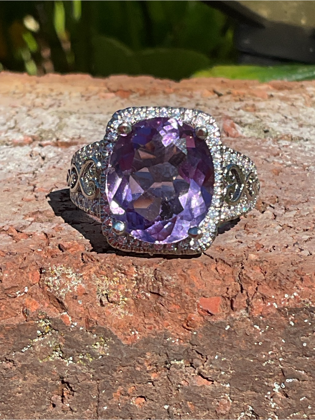 Amethyst Cocktail Silver Ring